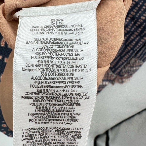 BCBG MAXAZRIA Alina woman cotton 70's bohemian hippie mini blue shift dress L - Picture 11 of 14